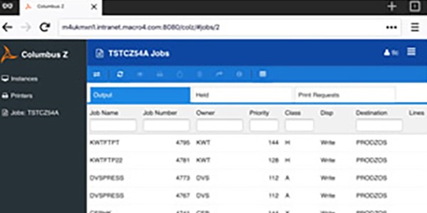 Columbus Z output management software delivers mobile web access to IBM mainframe printing